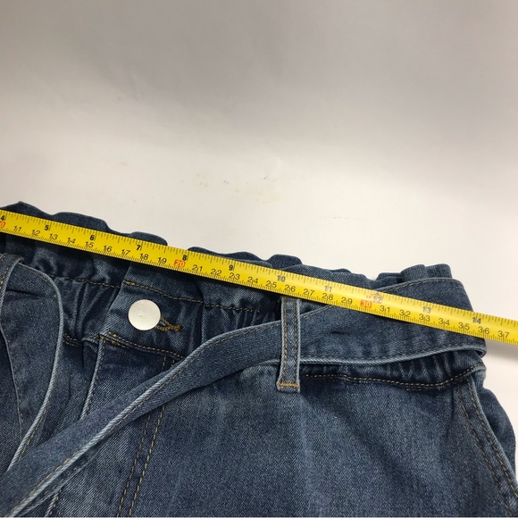 Hayden Light Blue Denim Tie Waist Paper Bag Midi Skirt Size M - Picture 11 of 13